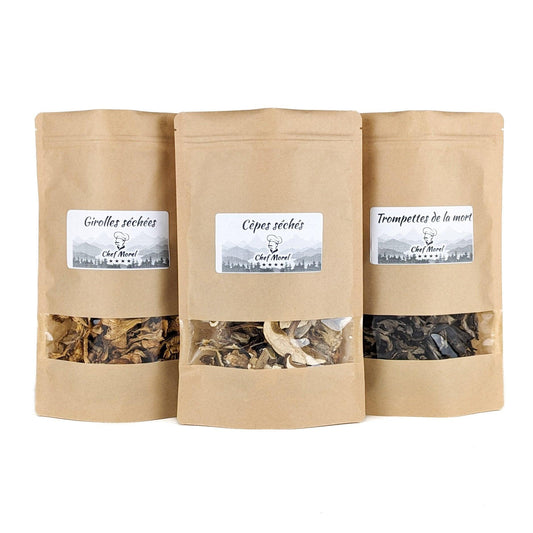 Pack 3 champignons - Cèpes, Girolles, Trompettes - Chef Morel