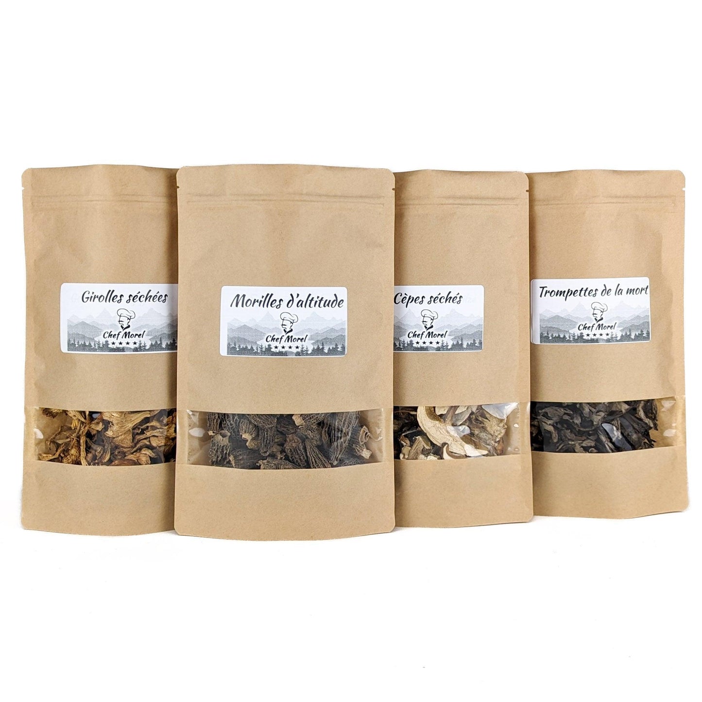 Pack 4 champignons - Morilles, Cèpes, Girolles, Trompettes - Chef Morel