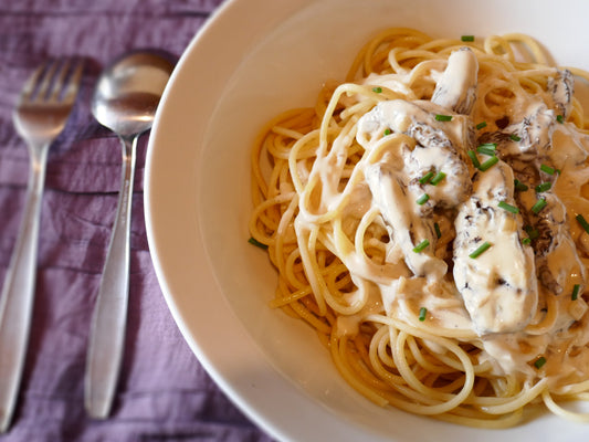 Spaghettis-aux-morilles-crémeuses Chef Morel